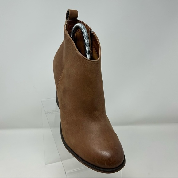 Nordstrom BP Tan Light Brown Leather Stacked Heel Ankle Boots Size 10 Comfort - Picture 3 of 14